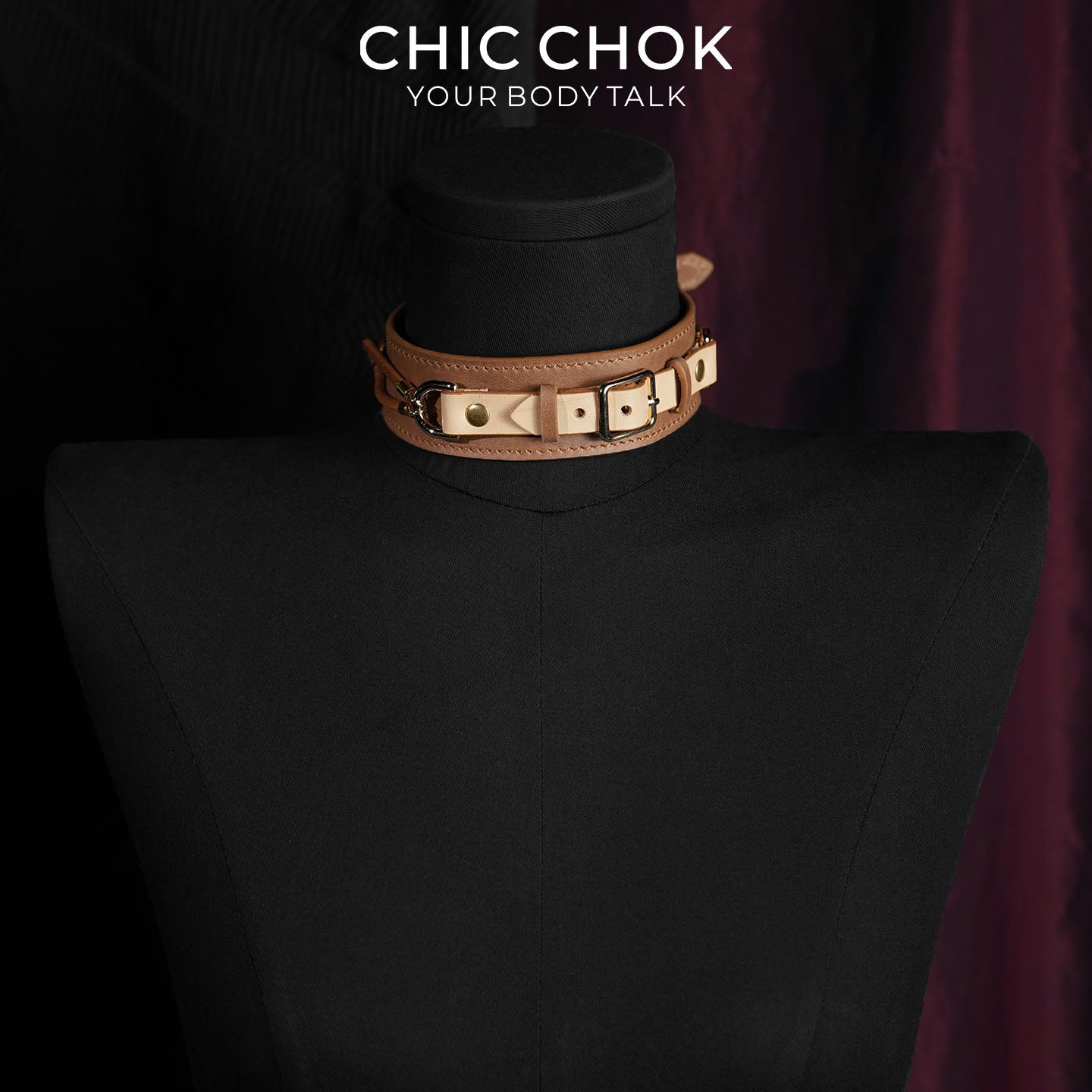 Gargantilha CHICCHOK Western Equestrian em couro legítimo | Colar com fivela harness retrô cowboy | Joia alternativa de luxo com cordão de couro marrom trançado