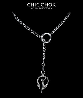 CHICCHOK Subversive Y-Lariat Chain Necklace | Gothic Stainless Steel Cuban Link Collar