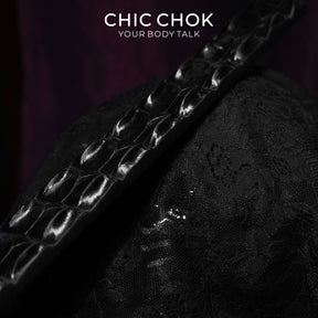 CHICCHOK Obsidian Spine Genuine Crocodile Leather Paddle | Luxury Exotic Crocodile Skin Spanker | Dark Erotica Gothic Fetish Bondage Toy