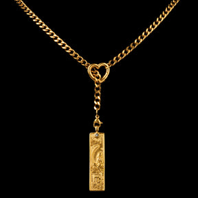 CHICCHOK Whispers of the Corona | Customized Tarot Major Arcana Y-Chain for the 12 Zodiac Signs | Heart-Shaped Clasp Vintage Gold Necklace | Dark Occult High-Street Accessories