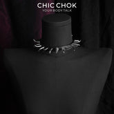 CHICCHOK Thorn Wasteland Genuine Leather Choker | Gothic Punk Rock Asymmetric Spike Collar | Luxury Heavy Metal Motorcycle Biker Subversive Jewelry