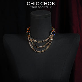 CHICCHOK ラバーズ・ウィスパー | ブルースネーク・タロットチョーカー | レイヤードゴールド・ゴシックネックレス