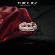 CHICCHOK Starfall Pink Corner Satin Bracelet | Gothic Glossy Pink Rhinestone Cuff | Coquette Y2K Pastel Goth Subversive Choker Wristband for Sensitive Skin