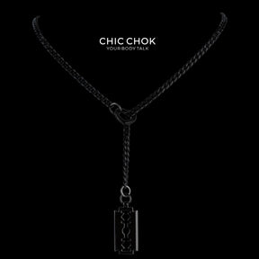 CHICCHOK "Nightbound Sequence" Black Stainless Steel Y-Necklace | Gothic Heart Carabiner & Multi-Pendant Drop Chain | Dark Grunge Y2K Streetwear Jewelry