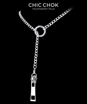 CHICCHOK Subversive Y-Lariat Chain Necklace | Gothic Stainless Steel Cuban Link Collar