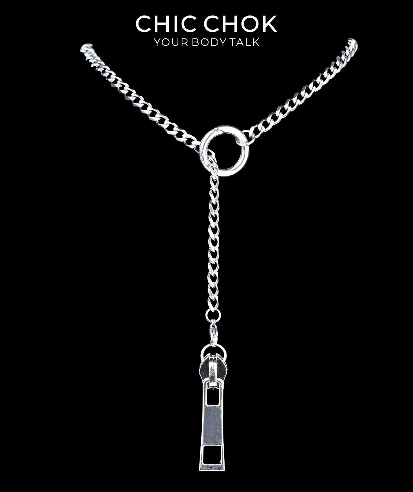 CHICCHOK Subversive Y-Lariat Chain Necklace | Gothic Stainless Steel Cuban Link Collar
