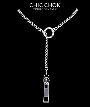 CHICCHOK Subversive Y-Lariat Chain Necklace | Gothic Stainless Steel Cuban Link Collar