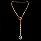 CHICCHOK Golden Silence | Layered Titanium Steel Y-Necklace | Red Crystal Heart Pendant