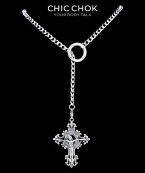 CHICCHOK "Dark Devotion" Titanium Steel Y-Necklace | Gothic Cross Pendant Collection | Dark Streetwear Subculture Jewelry