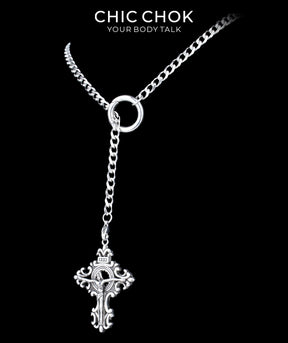 CHICCHOK Subversive Y-Lariat Chain Necklace | Gothic Stainless Steel Cuban Link Collar
