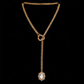 CHICCHOK Golden Silence | Kalung Y Berlapis Titanium Steel | Liontin Hati Kristal Merah