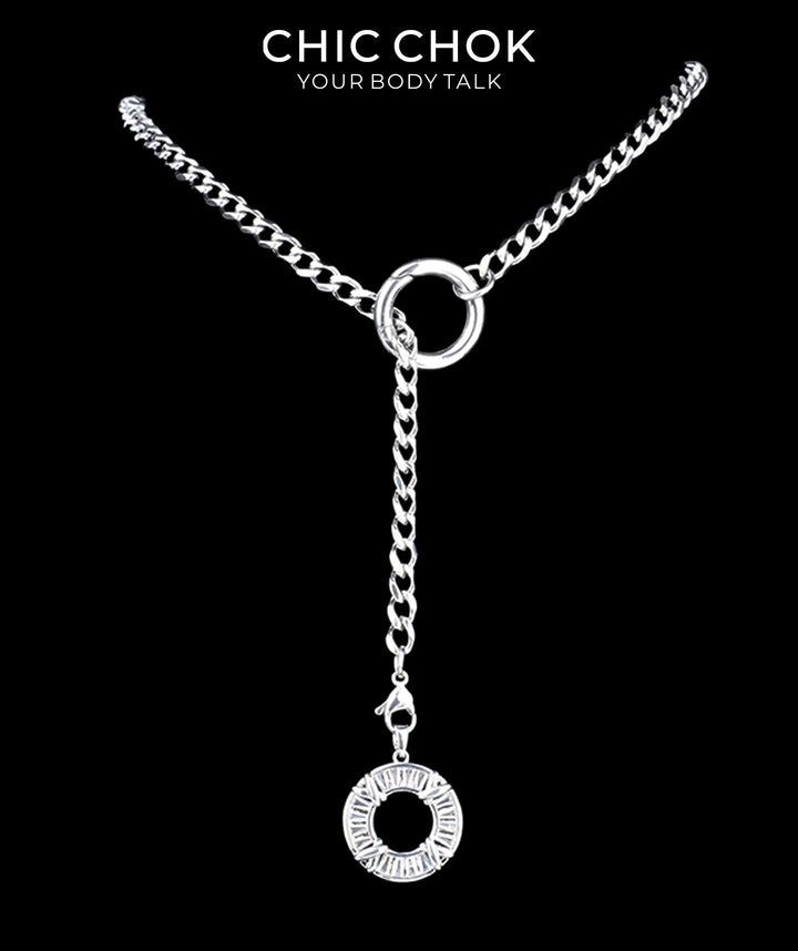 CHICCHOK Subversive Y-Lariat Chain Necklace | Gothic Stainless Steel Cuban Link Collar