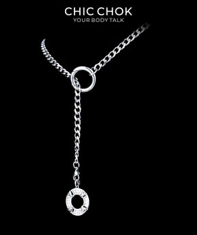 CHICCHOK Subversive Y-Lariat Chain Necklace | Gothic Stainless Steel Cuban Link Collar
