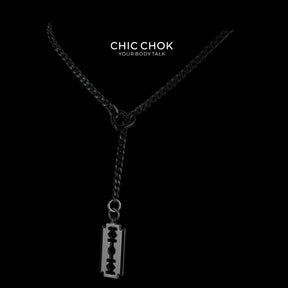 CHICCHOK "Nightbound Sequence" Black Stainless Steel Y-Necklace | Gothic Heart Carabiner & Multi-Pendant Drop Chain | Dark Grunge Y2K Streetwear Jewelry