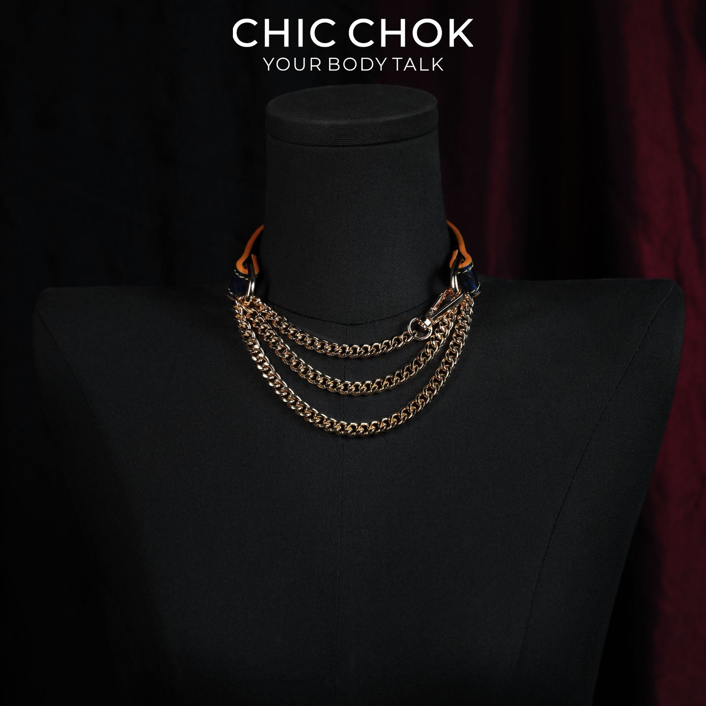 CHICCHOK Tarot Breathless | Choker de couro de cobra azul | Coleira com estrela octagrama dourada