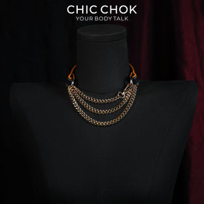 CHICCHOK Tarot Breathless | Choker de couro de cobra azul | Coleira com estrela octagrama dourada