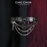 CHICCHOK Gear Prologue Genuine Leather Choker | Steampunk Industrial Gear Collar | Heavy Cyberpunk Multilayer Chain Subversive Body Armor
