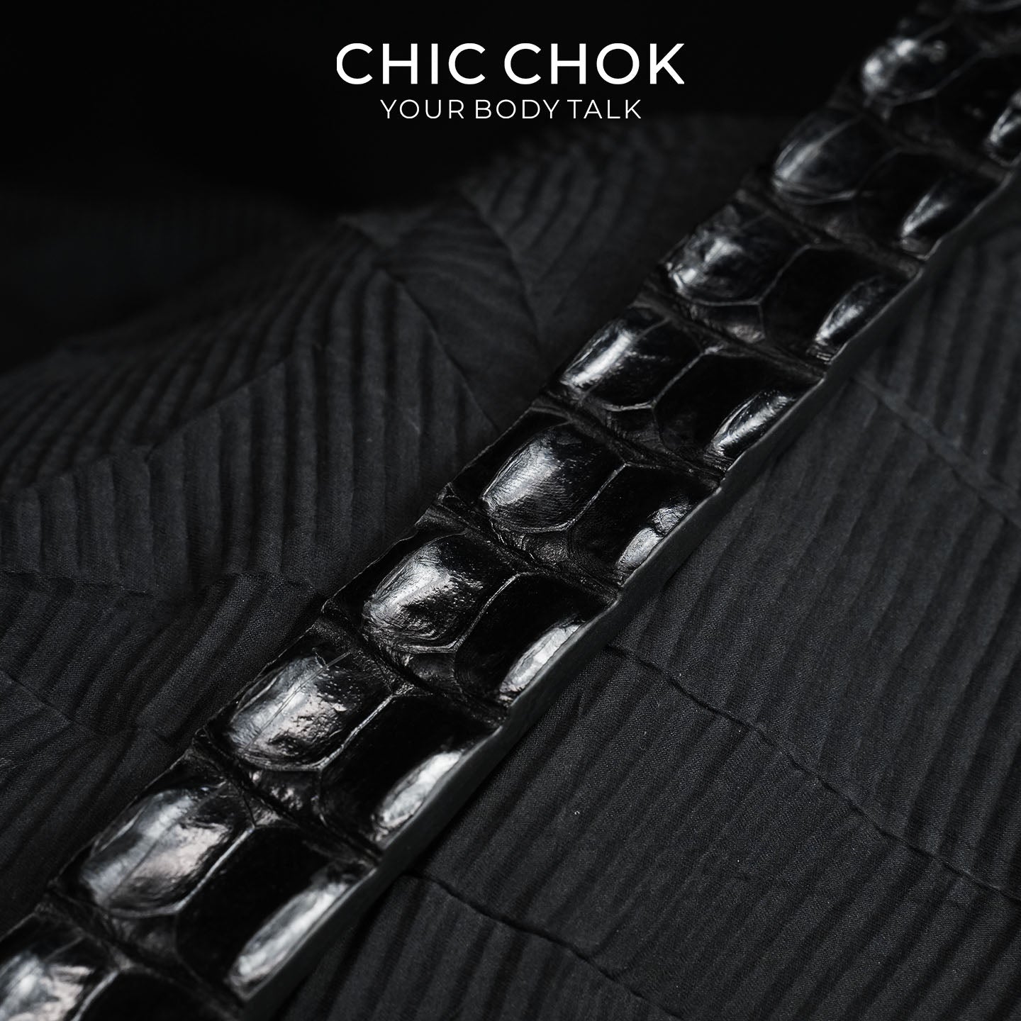 CHICCHOK Obsidian Spine Genuine Crocodile Leather Paddle | Luxury Exotic Crocodile Skin Spanker | Dark Erotica Gothic Fetish Bondage Toy