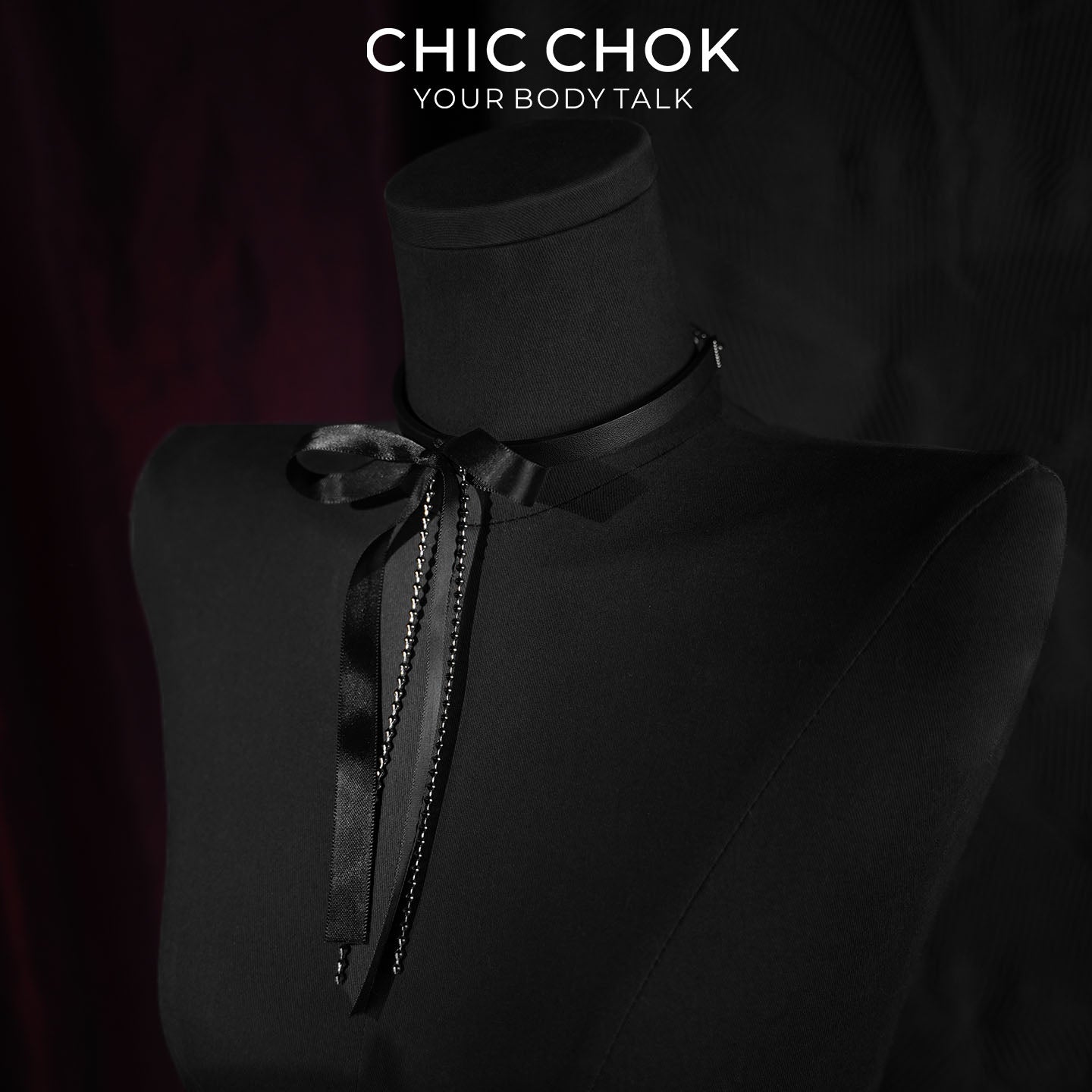 CHICCHOK Satin Shadow Genuine Leather Choker | Gothic Ribbon Bowknot Necklace | Balletcore Quiet Luxury Black Silk Tassel Collar Alternative Jewelry
