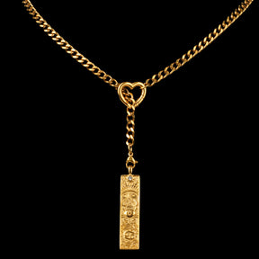 CHICCHOK Whispers of the Corona | Customized Tarot Major Arcana Y-Chain for the 12 Zodiac Signs | Heart-Shaped Clasp Vintage Gold Necklace | Dark Occult High-Street Accessories
