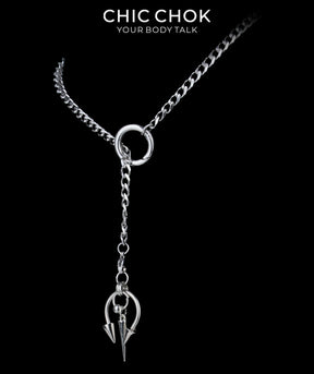 CHICCHOK Subversive Y-Lariat Chain Necklace | Gothic Stainless Steel Cuban Link Collar