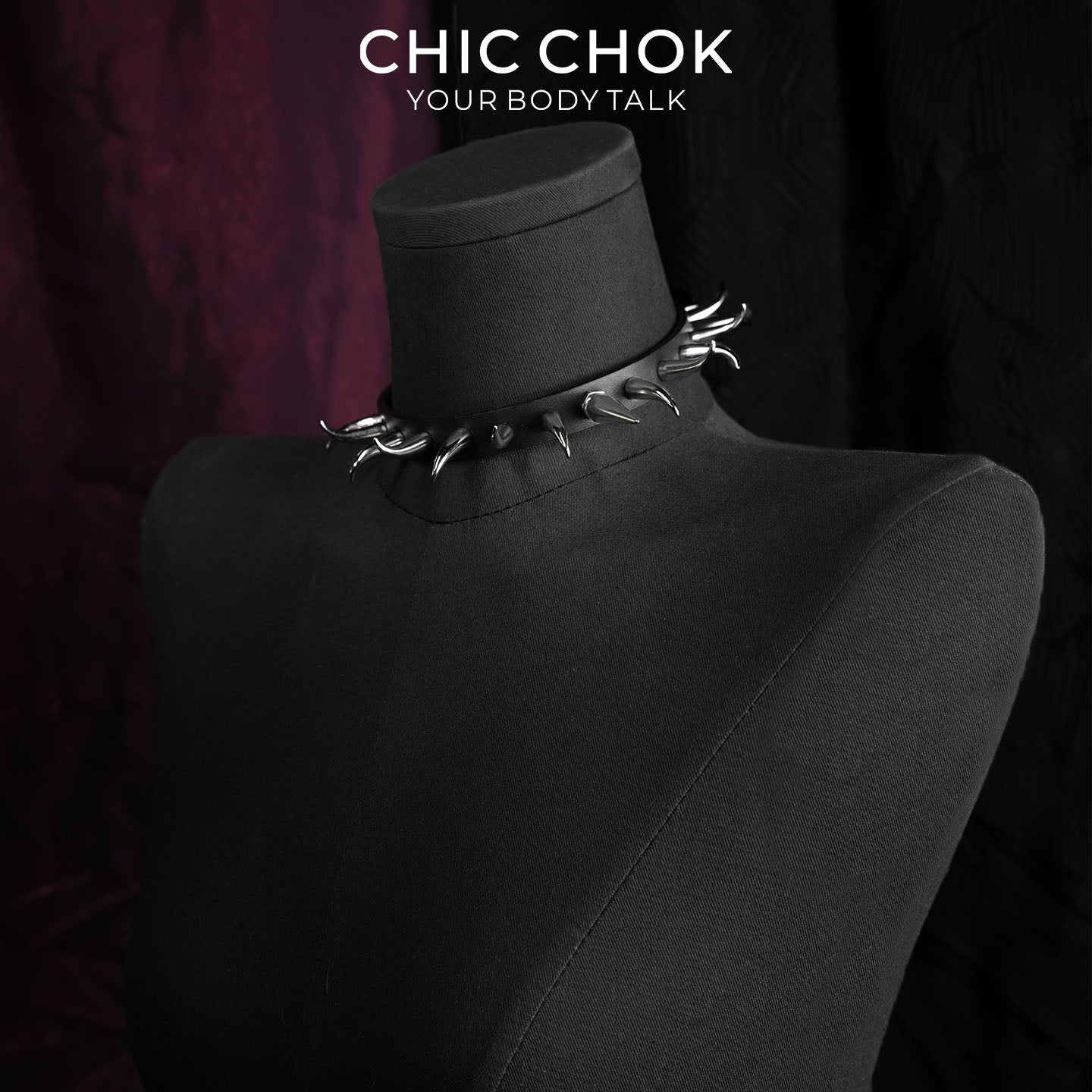 CHICCHOK Thorn Wasteland Genuine Leather Choker | Gothic Punk Rock Asymmetric Spike Collar | Luxury Heavy Metal Motorcycle Biker Subversive Jewelry