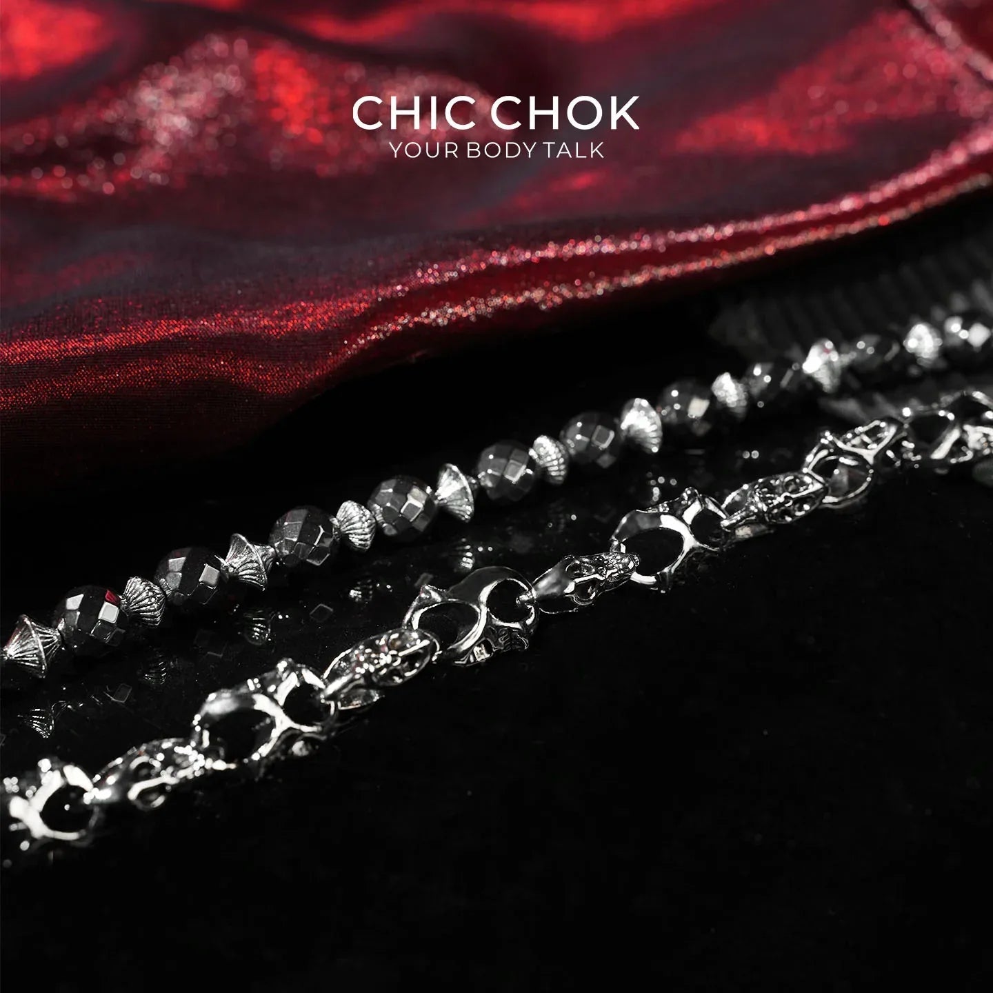 [Rebellious Baroque] Alien Pearl Double-Layer Trouser Chain - CHICCHOK - pants chain