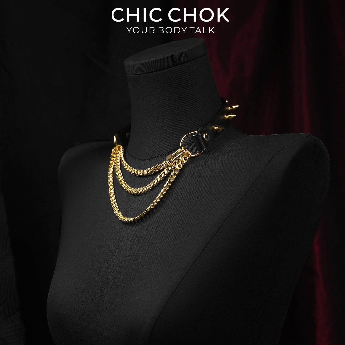 CHICCHOK [Spiked Breathless] Black Choker With Spikes Stylish Pulling Choker Necklace Spikes