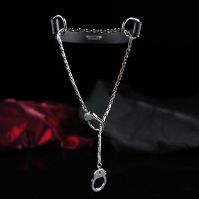 CHICCHOK "The Shackle" Reversible Handcuff Choker | Genuine Leather & Stainless Steel Collar | Subversive Dark Grunge Neckwear
