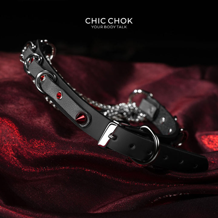 CHICCHOK Crimson Requiem: Heavy Metal Festival Choker with Guitar & Skull Charms
