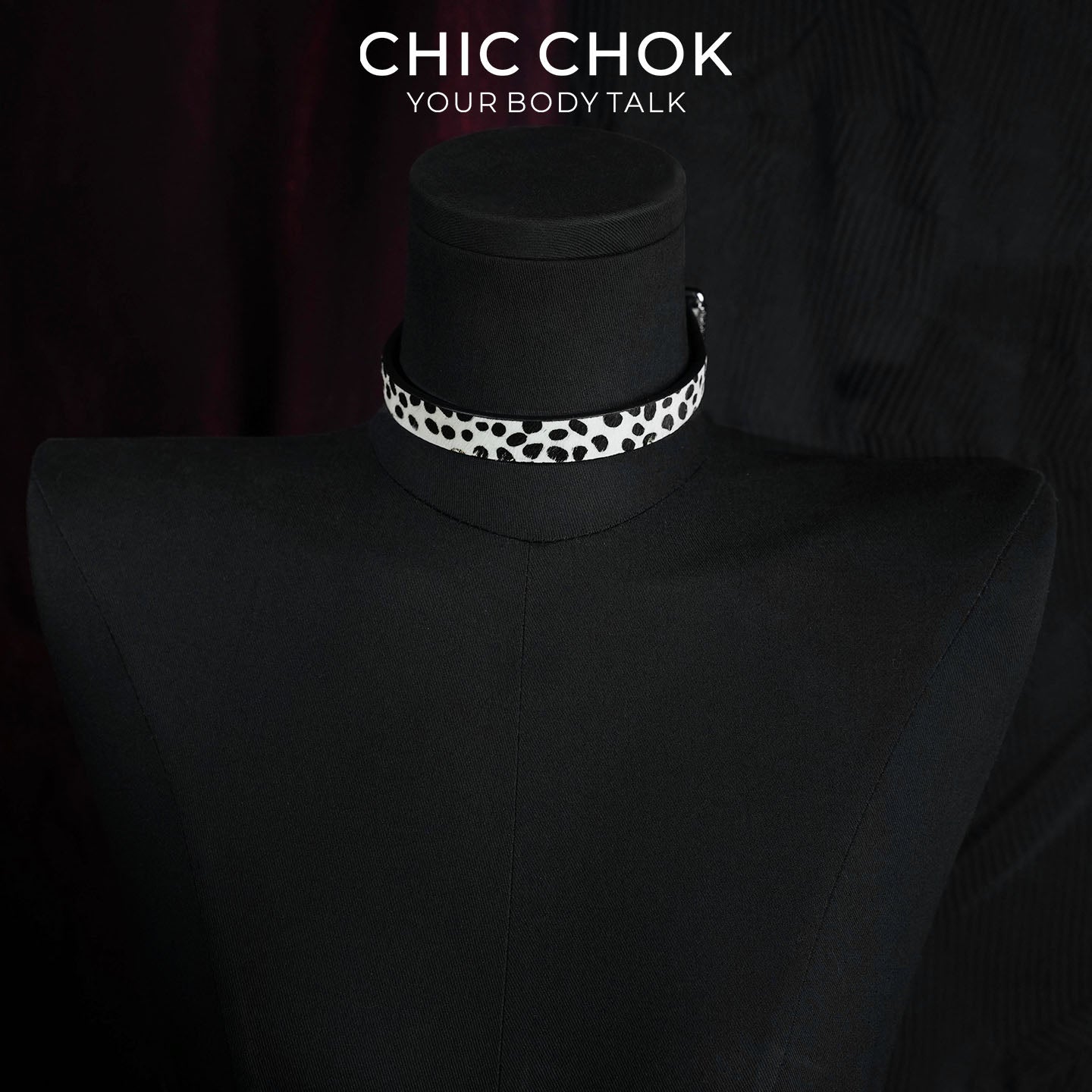 CHICCHOK Crimson Thorn Vine Genuine Leather Choker | Gothic Retro Red & Black Patterned Collar | Luxury Minimalist Cyber Goth Plain Band