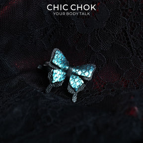 CHICCHOK Cute Bunny Ring | First-Layer Leather Animal Ring | Kawaii Goth Accessory
