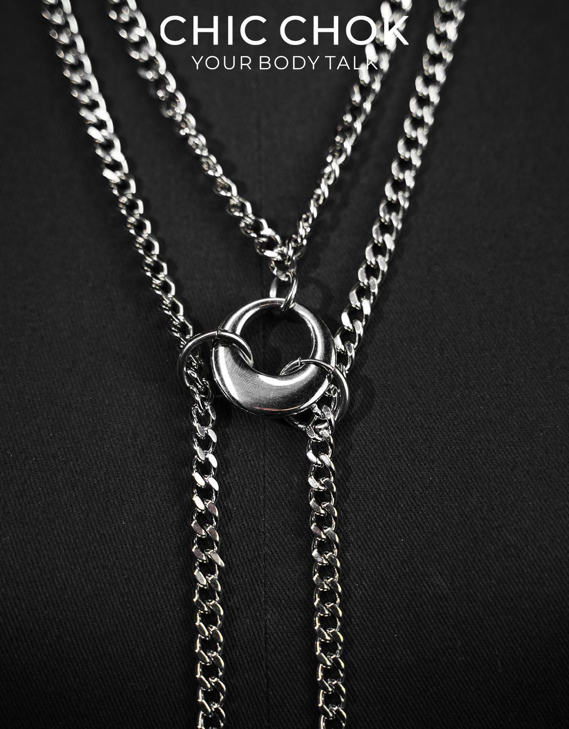 CHICCHOK Twin Astral Crystals Stainless Steel Necklace | Gothic Cyberpunk Industrial Chain Pendant | Luxury Y2K Fairy Grunge Hypoallergenic Jewelry