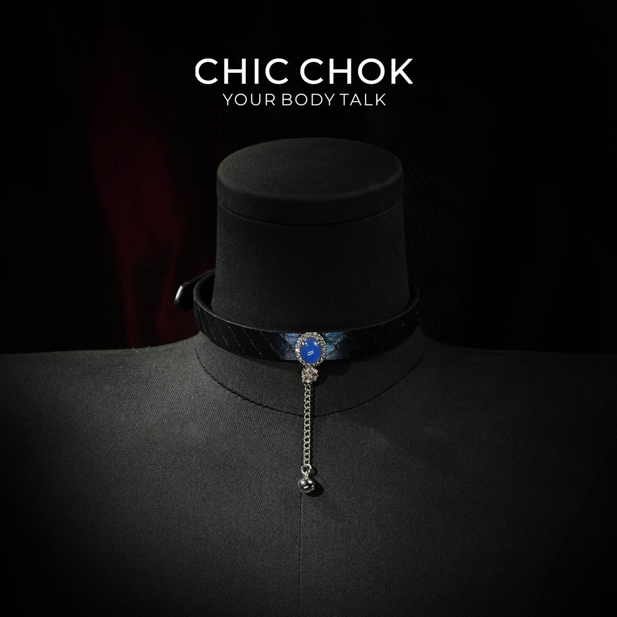 CHIC CHOK Purple Leather Necklace – Blue Gemstone Pendant and Tassel Chain, A Bold Fashion Item
