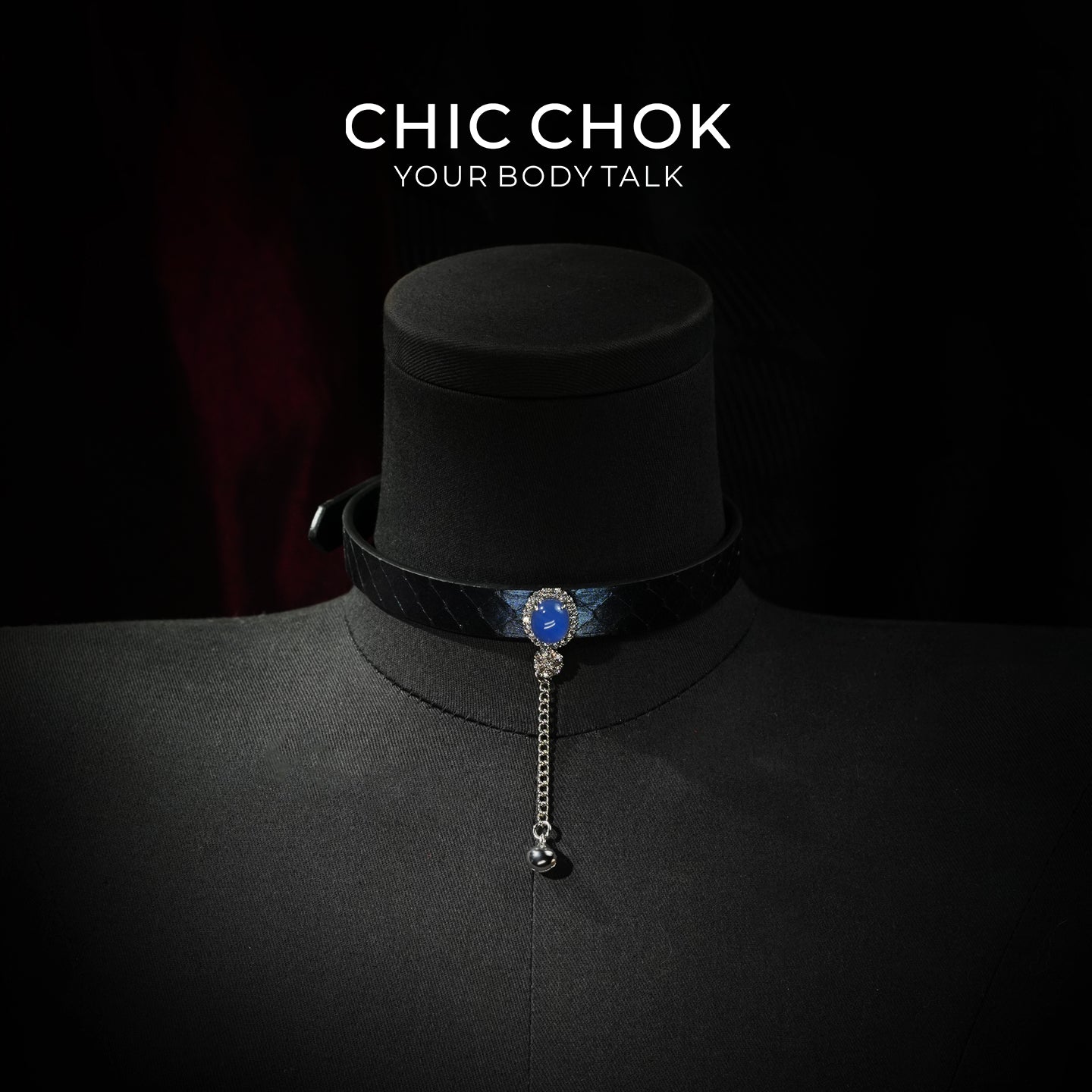 CHIC CHOK Purple Leather Necklace – Blue Gemstone Pendant and Tassel Chain, A Bold Fashion Item
