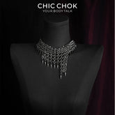 CHICCHOK Eternal Night Shackle Song Chainmail Necklace | Gothic Heavy Stainless Steel Spike Choker | Subversive Techwear Industrial Body Armor Collar for Sensitive Skin
