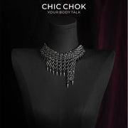 CHICCHOK Eternal Night Shackle Song Chainmail Necklace | Gothic Heavy Stainless Steel Spike Choker | Subversive Techwear Industrial Body Armor Collar for Sensitive Skin