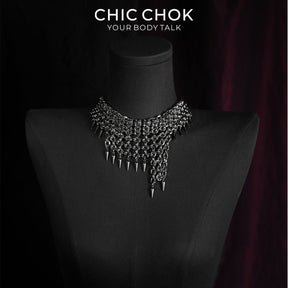 CHICCHOK Eternal Night Shackle Song Chainmail Necklace | Gothic Heavy Stainless Steel Spike Choker | Subversive Techwear Industrial Body Armor Collar for Sensitive Skin