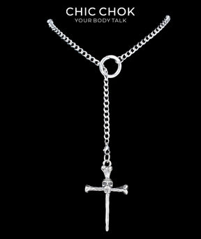 CHICCHOK Subversive Y-Lariat Chain Necklace | Gothic Stainless Steel Cuban Link Collar