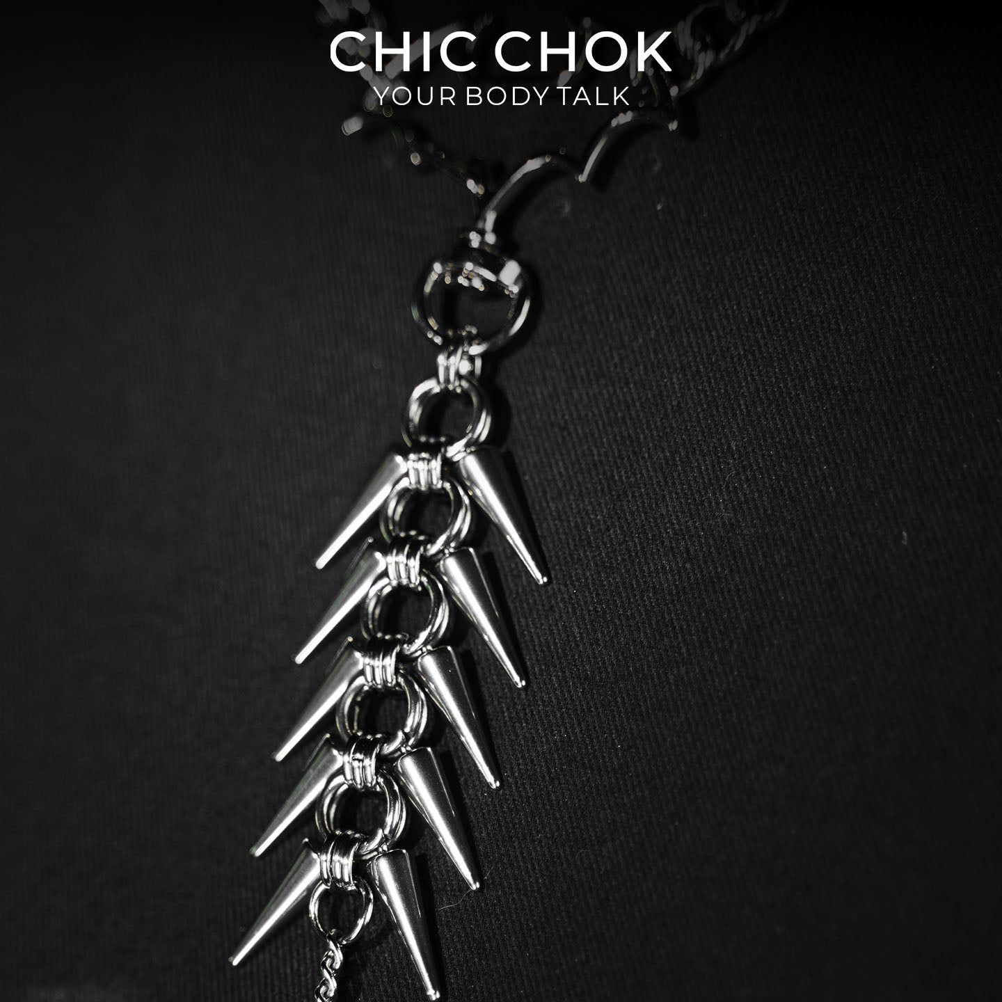CHICCHOK Nightshade Thorns Leather Choker | Gothic Genuine Leather Bat Wing Collar | Subversive Y2K Industrial Zinc Alloy Spine Spike Tassel Body Armor