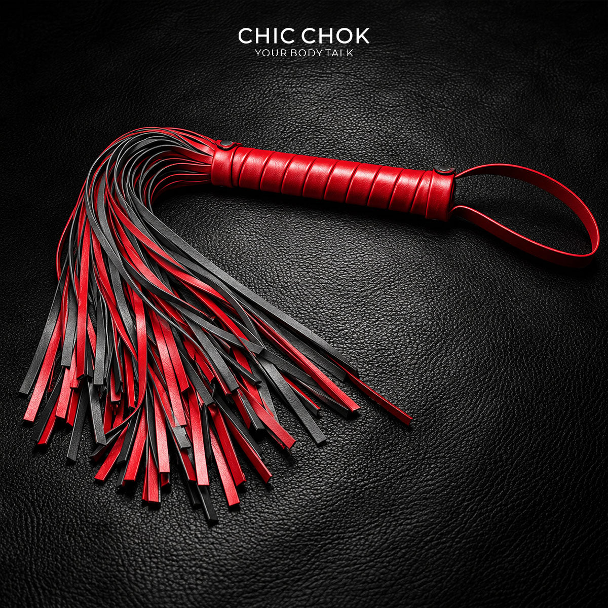 CHICCHOK - Luxuriöser roter und schwarzer Leder-Flogger