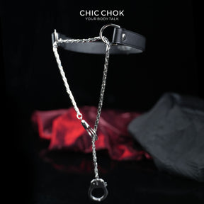 CHICCHOK "The Shackle" Reversible Handcuff Choker | Genuine Leather & Stainless Steel Collar | Subversive Dark Grunge Neckwear