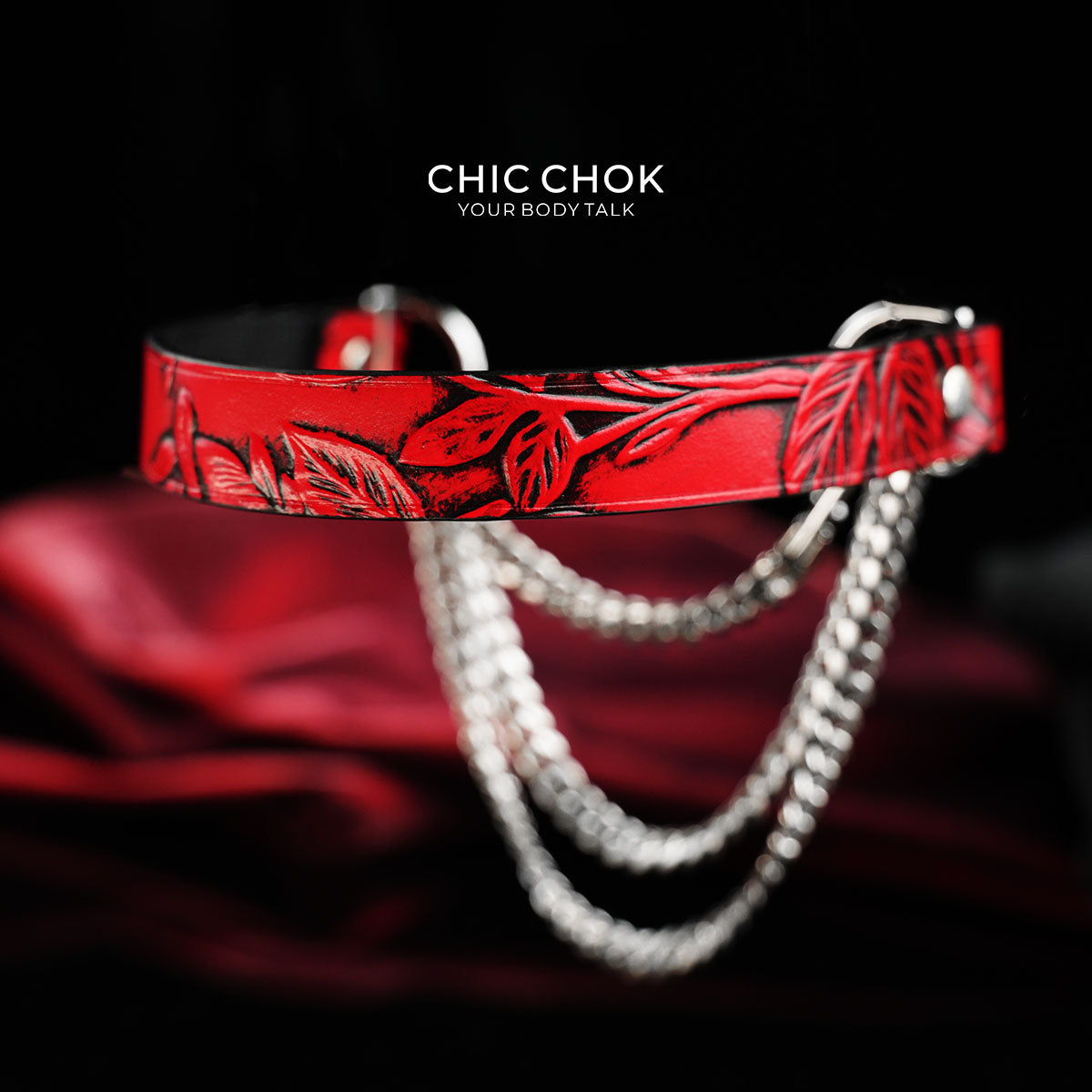 CHICCHOK [Breathless] Pulling Fashion and Fun Choker(Black and Red Pattern)