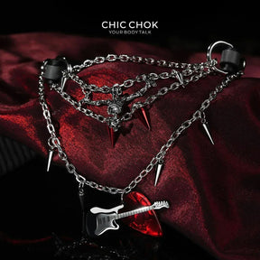 CHICCHOK Crimson Requiem: Choker Festival Heavy Metal dengan Charm Gitar & Tengkorak
