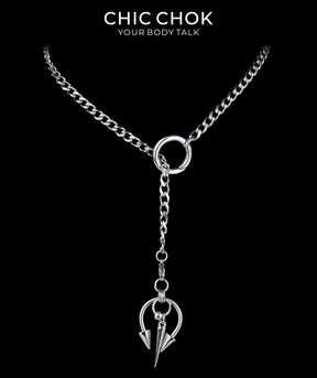 CHICCHOK Subversive Y-Lariat Chain Necklace | Gothic Stainless Steel Cuban Link Collar