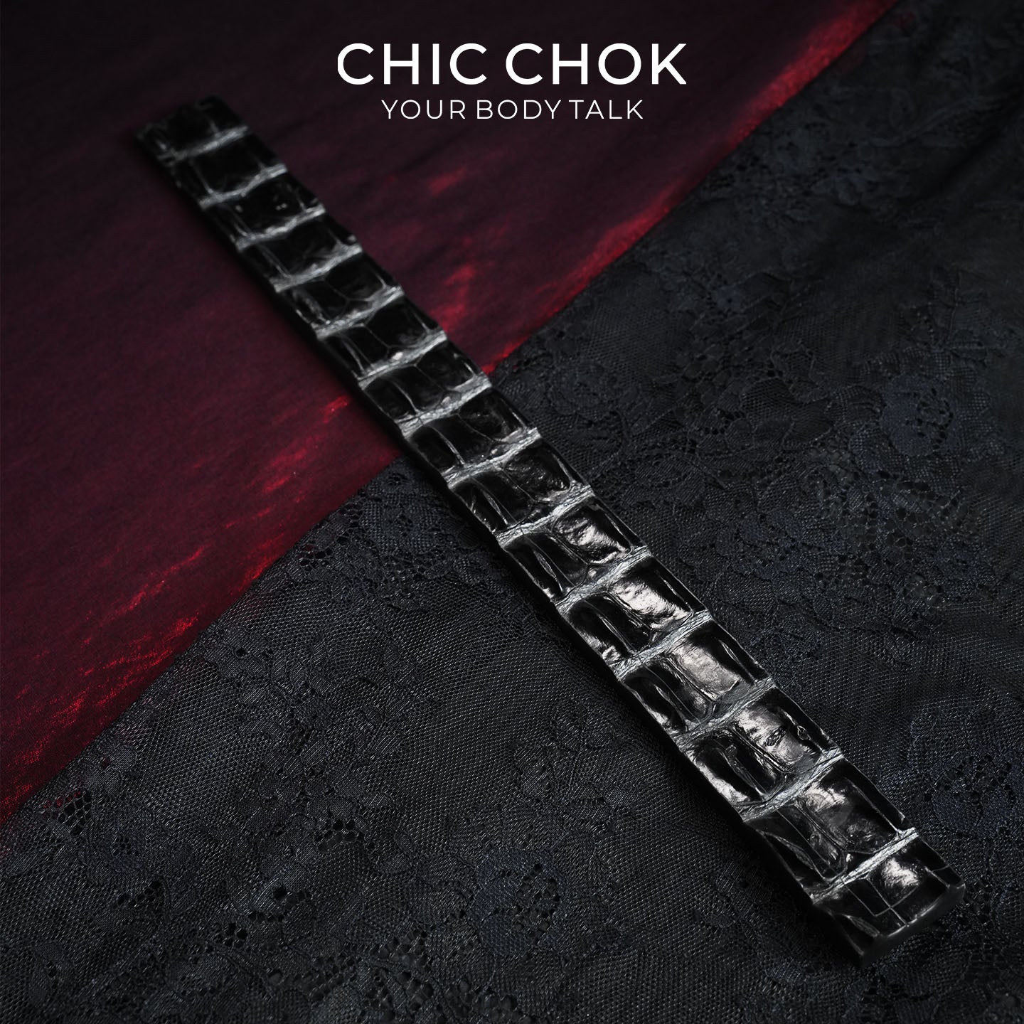 CHICCHOK Obsidian Spine Genuine Crocodile Leather Paddle | Luxury Exotic Crocodile Skin Spanker | Dark Erotica Gothic Fetish Bondage Toy