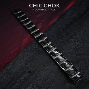 CHICCHOK Obsidian Spine Genuine Crocodile Leather Paddle | Luxury Exotic Crocodile Skin Spanker | Dark Erotica Gothic Fetish Bondage Toy