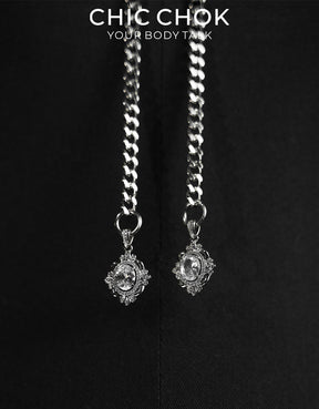 CHICCHOK Twin Astral Crystals Stainless Steel Necklace | Gothic Cyberpunk Industrial Chain Pendant | Luxury Y2K Fairy Grunge Hypoallergenic Jewelry