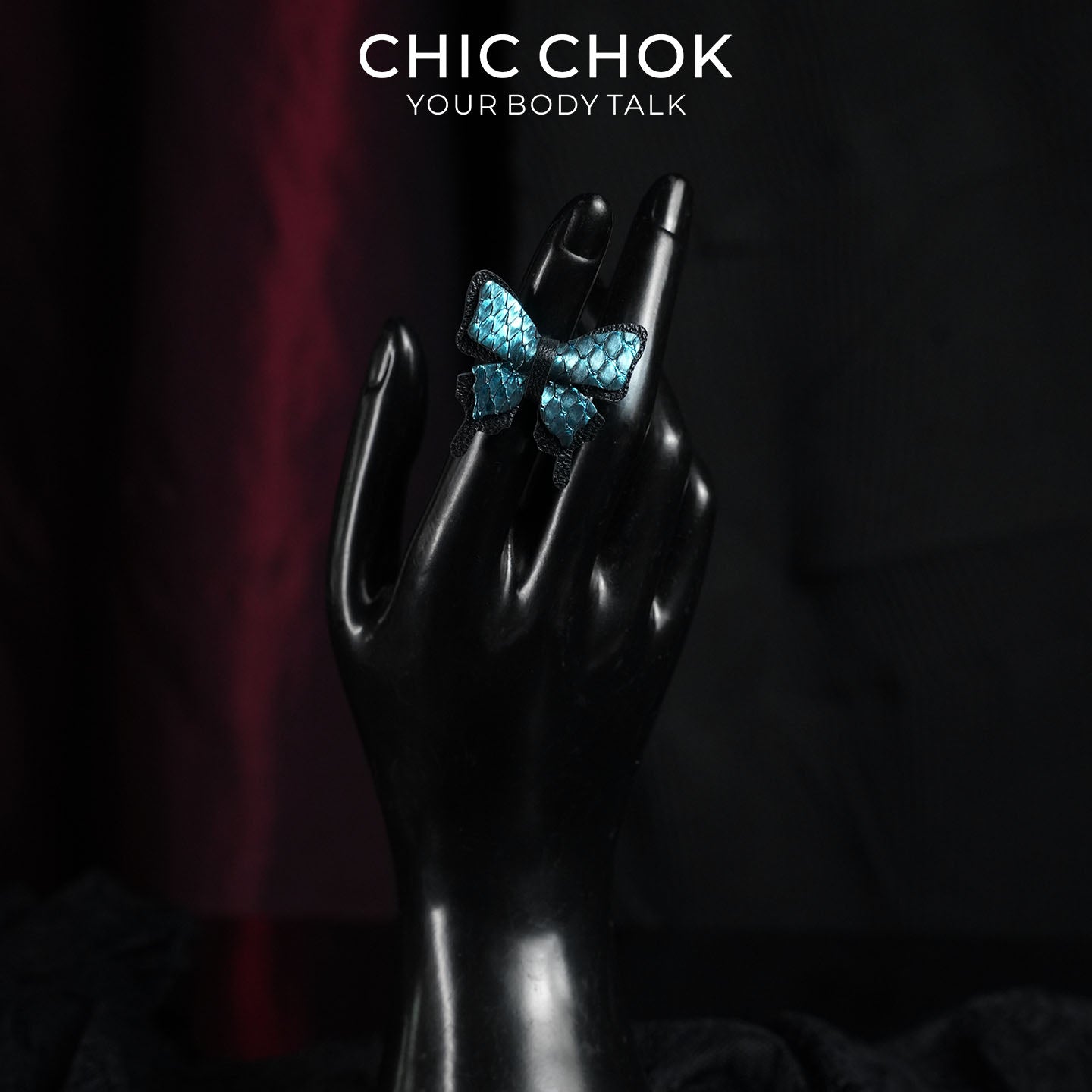 CHICCHOK Cute Bunny Ring | First-Layer Leather Animal Ring | Kawaii Goth Accessory