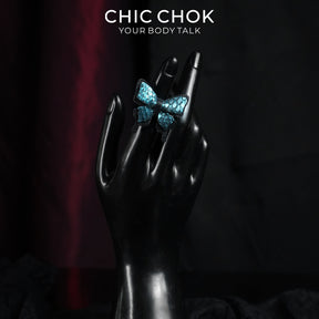 CHICCHOK Cute Bunny Ring | First-Layer Leather Animal Ring | Kawaii Goth Accessory